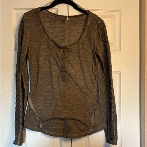 Free people Henley Tshirt with embellished sleeves Size M